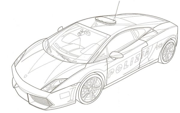 Гоночная Полицейская машина раскраска