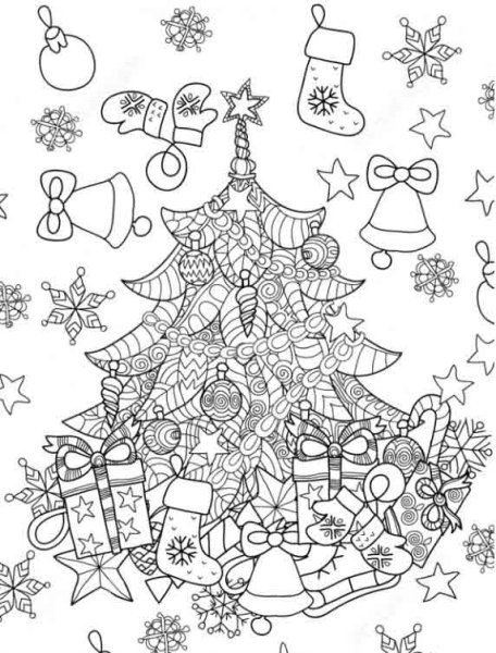 Раскраски новогодние сложные
