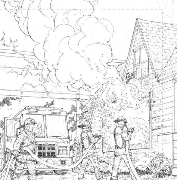 Пожарник раскраска