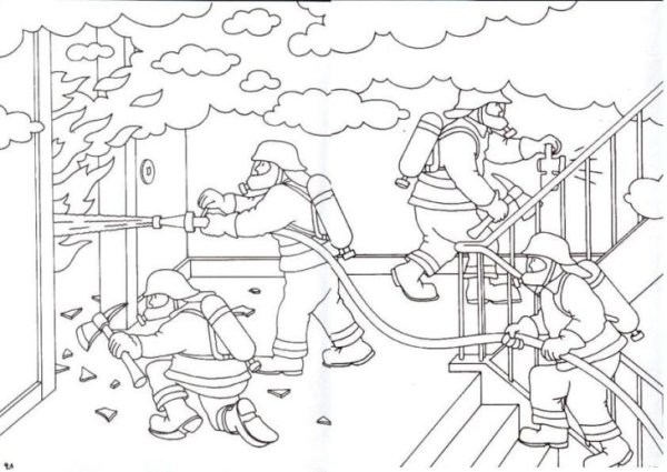 Пожарный для срисовки карандашом