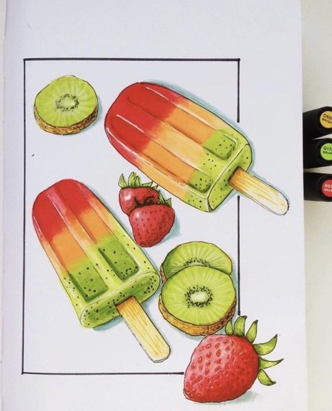 Рисование еды в скетчбуке