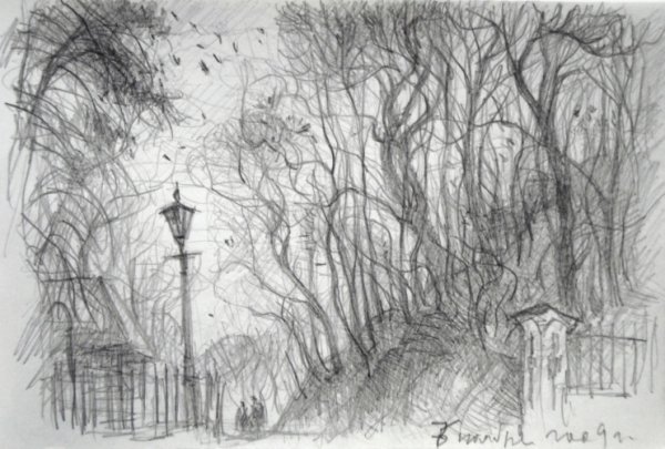 Осенний пейзаж в графике