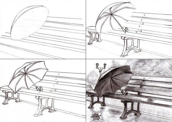 Пейзаж рисунок карандашом для начинающих