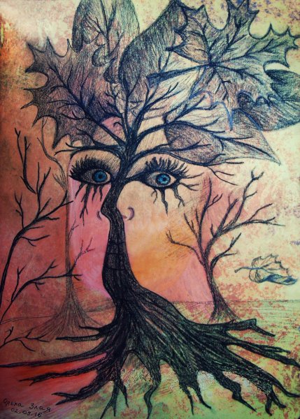 Рисунок осень карандашом