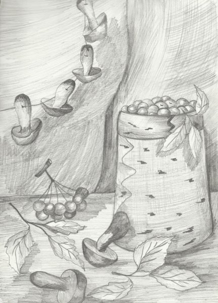 Осенний натюрморт карандашом