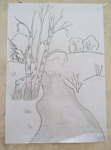 Осенний рисунок карандашом