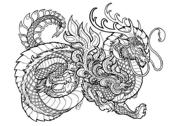 Раскраска антистресс дракон