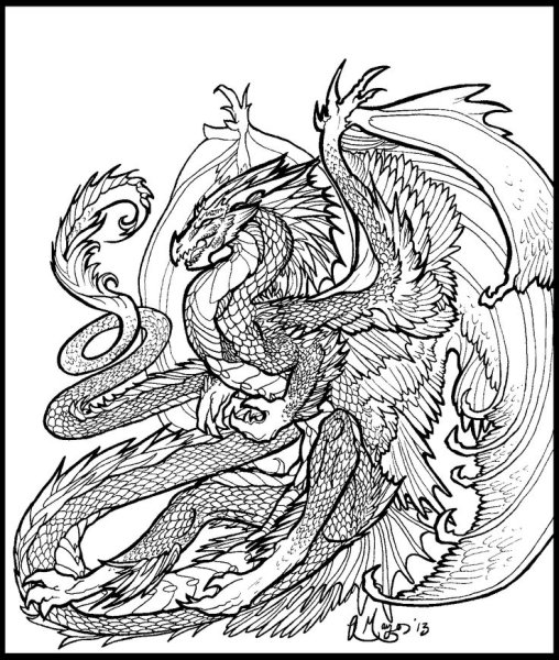 Раскраска антистресс дракон