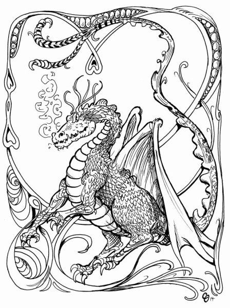 Раскраска антистресс дракон