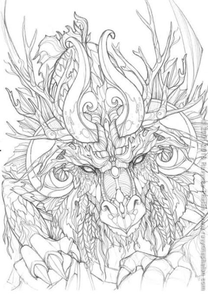 Морда дракона антистресс раскраска
