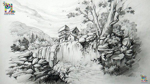 Пейзаж из карандаша