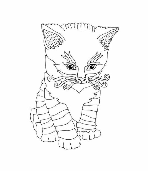 Раскраска Мандала котик