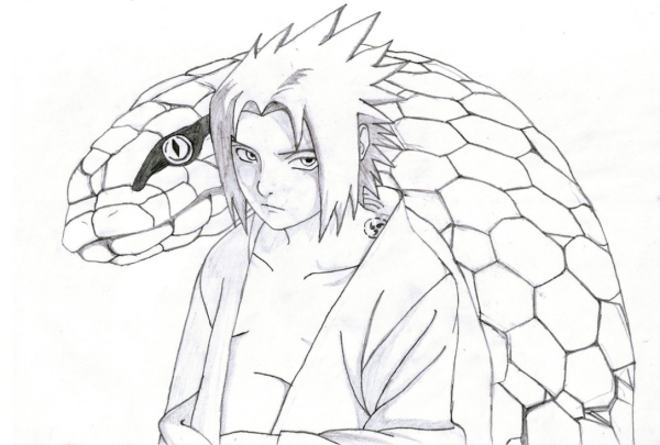 Наруто и Саске карандашом