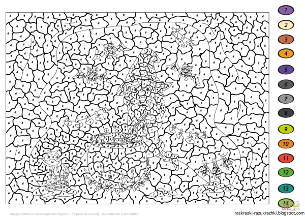 Раскрашивание по цифрам для взрослых