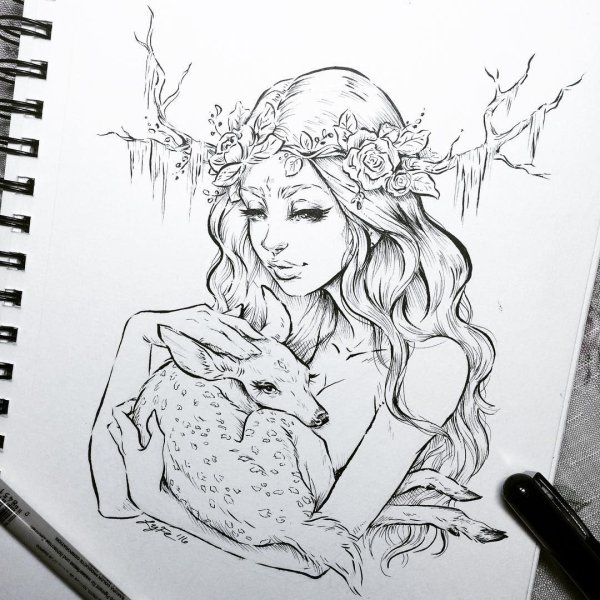 Красивые рисунки девушек легкие