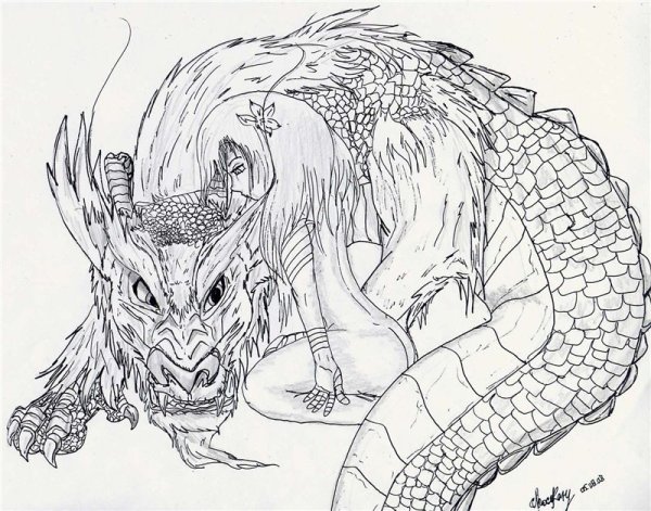 Дракон рисунок карандашом сложные