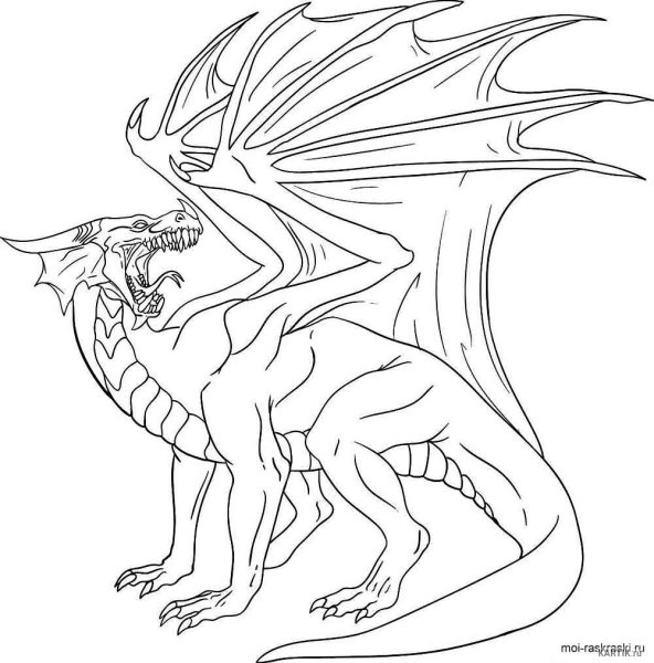 Огнедышащий дракон раскраска