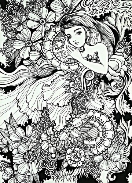 Раскраски антистресс девушки
