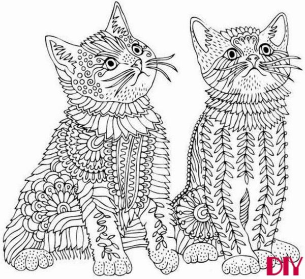 Раскраски антистресс кошки