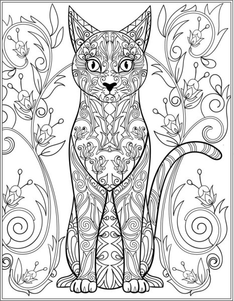 Раскраски для взрослых котики