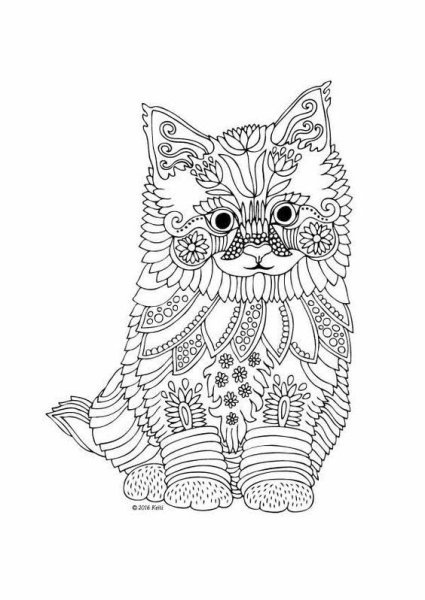 Раскраска кошка сложная