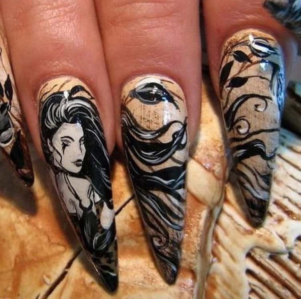 Сложные рисунки на ногтях