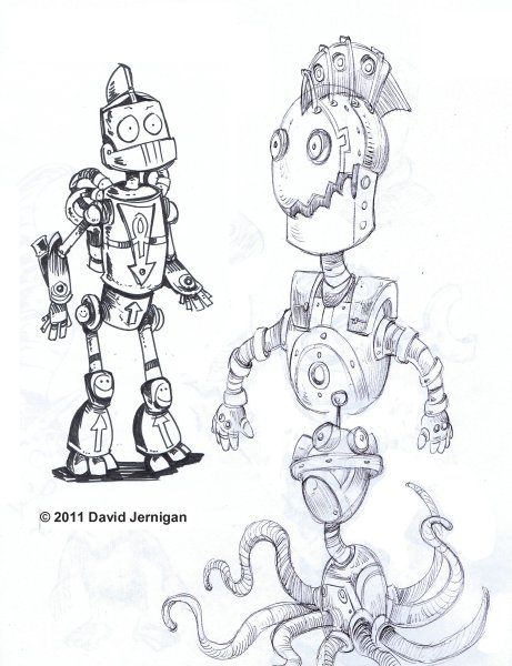 Робот рисунок карандашом