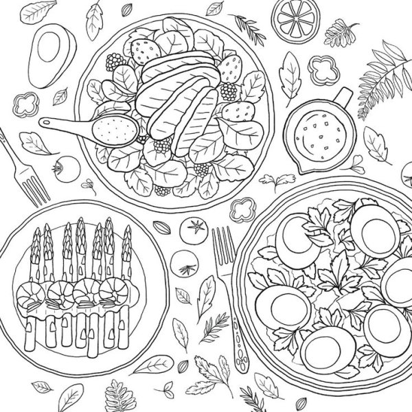 Раскраски антистресс еда