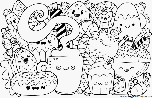 Раскраски милые сладости