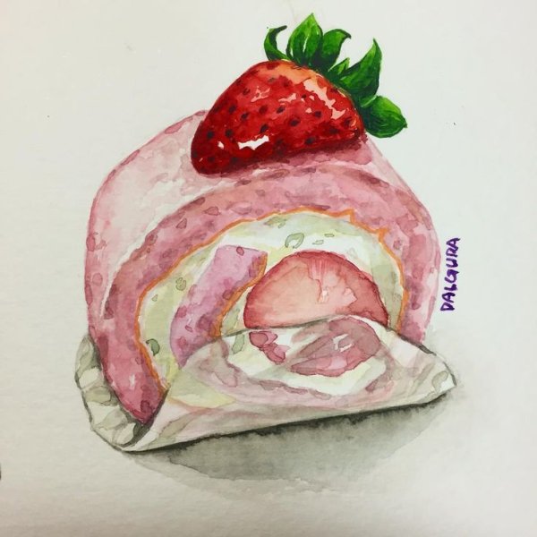 Скетчи акварелью еда