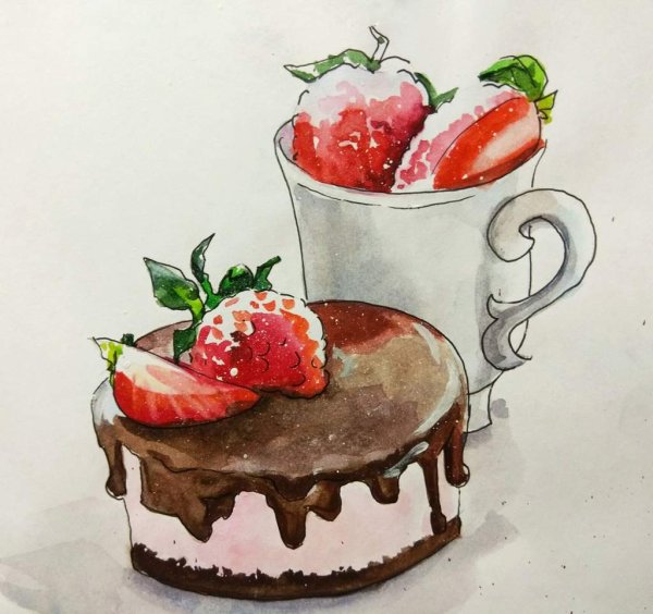 Акварельные иллюстрации еды