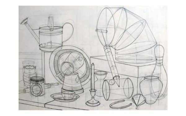 Сложный натюрморт из бытовых предметов