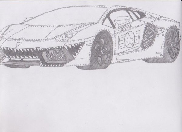 Наброски карандашом для срисовки машины
