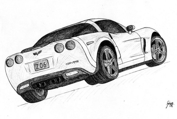 Старый автомобиль карандашом