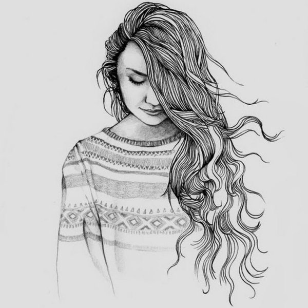 Черно белые рисунки девушек