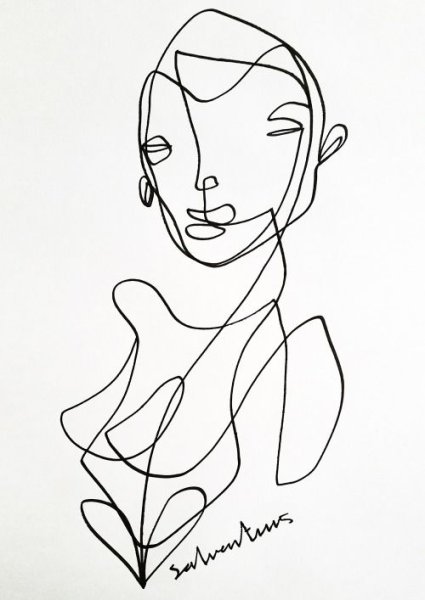 Стилизованные лица одной линией