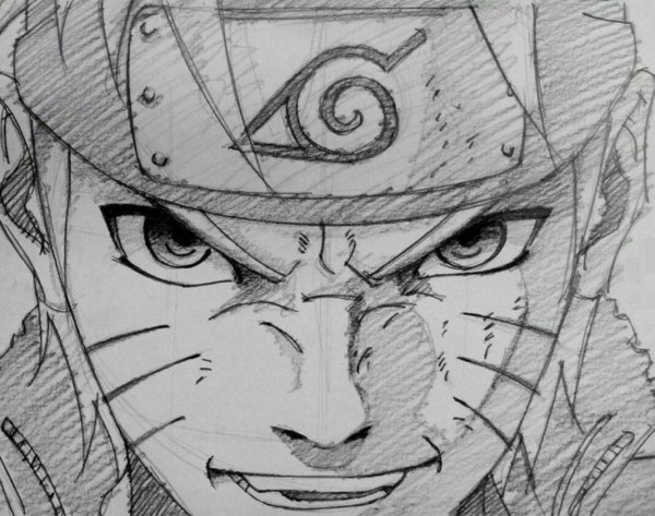 Наруто простым карандашом