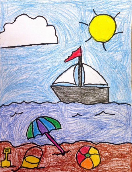 Детские рисунки про лето карандашом