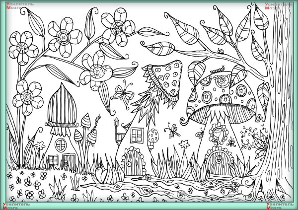 Раскраска "сказочный лес"