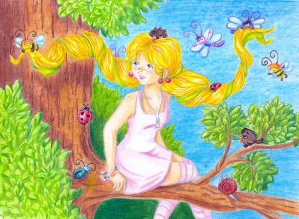 Рисунок лета летней девочки