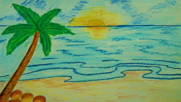 Рисование моря для детей