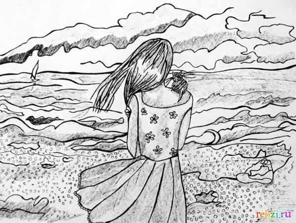 Человек и природа карандашом