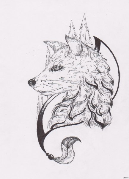 Волк черной ручкой