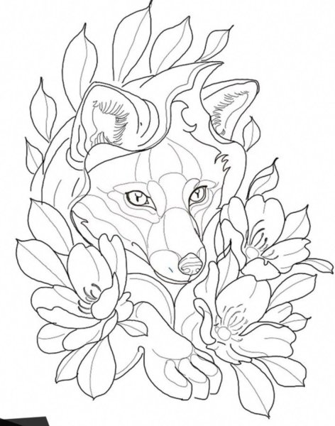 Раскраска антистресс лиса