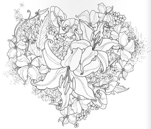 Разукрашки для взрослых цветы