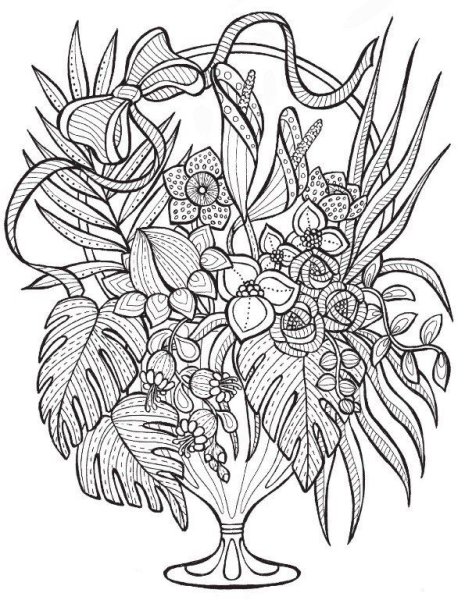 Раскраски антистресс букеты цветов
