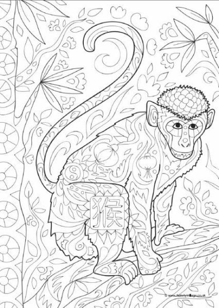 Раскраска антистресс обезьяна