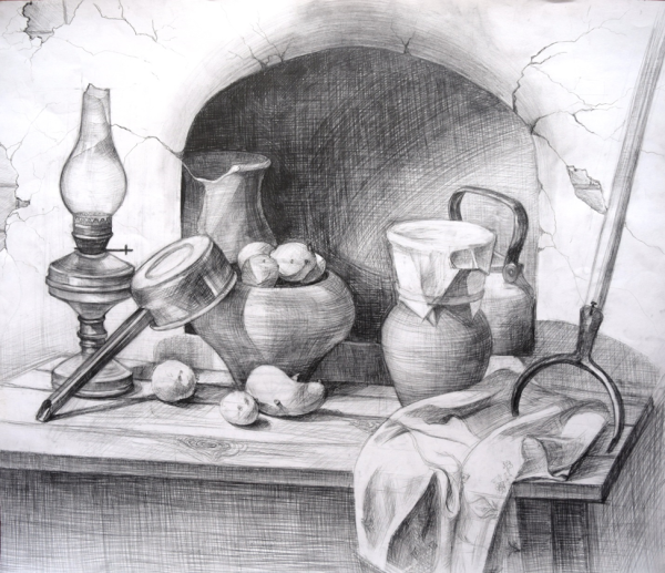 Наброски натюрмортов карандашом