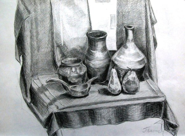 Бытовой натюрморт карандашом