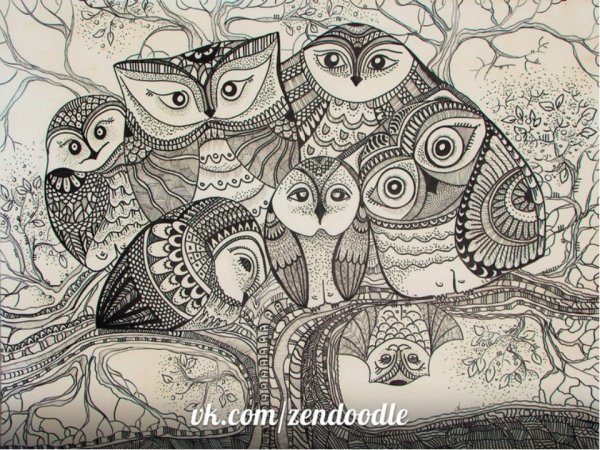 Дудлинг сказочный лес